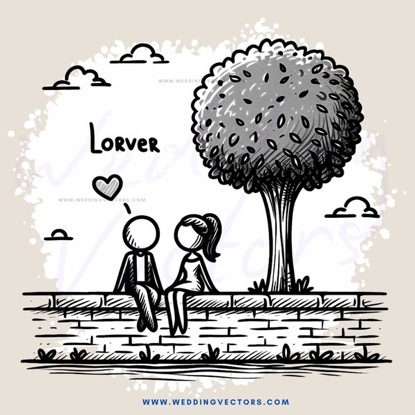 lovers under tree with love heart
