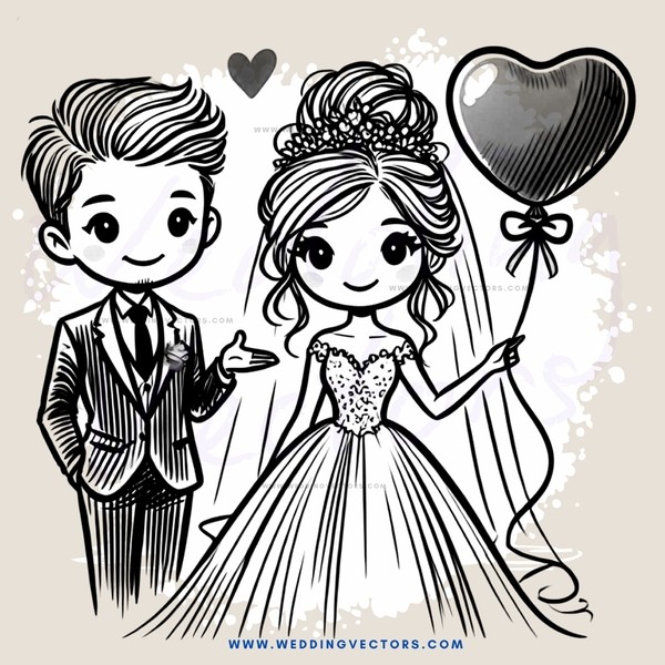 wedding celebration cartoon drawing