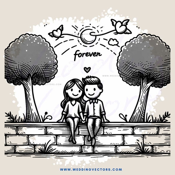 forever lovers sitting by tree