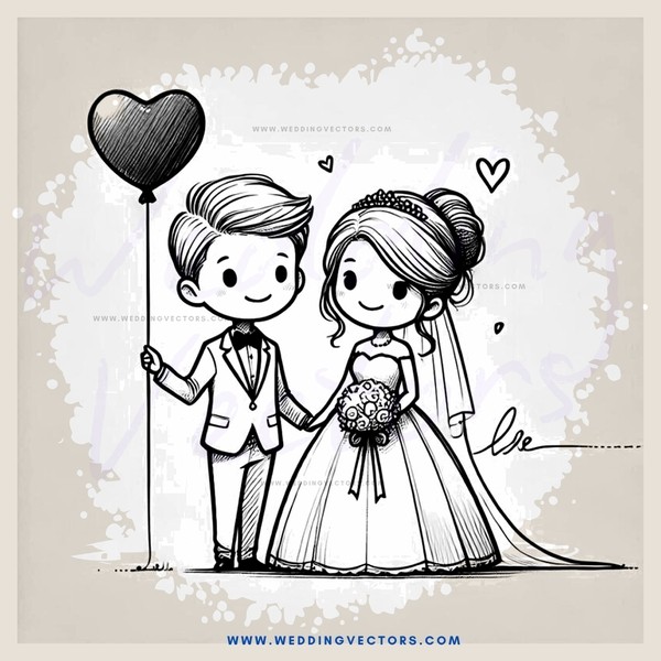 a couple holding hearts and balloons