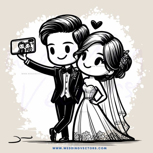 groom and bride selfie