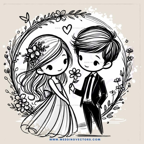 a couple standing in flower garland