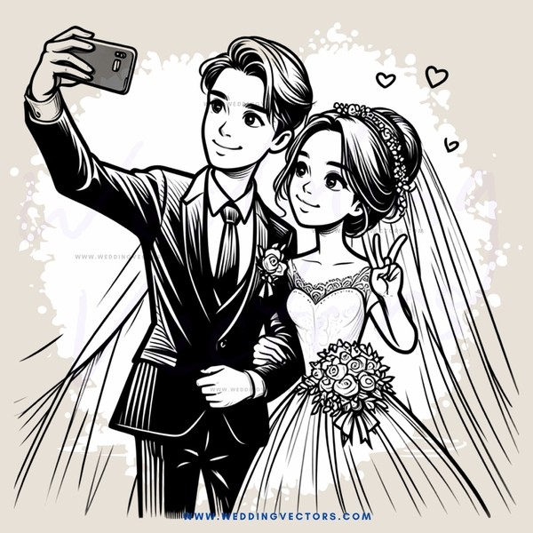 couple taking selfie on phone