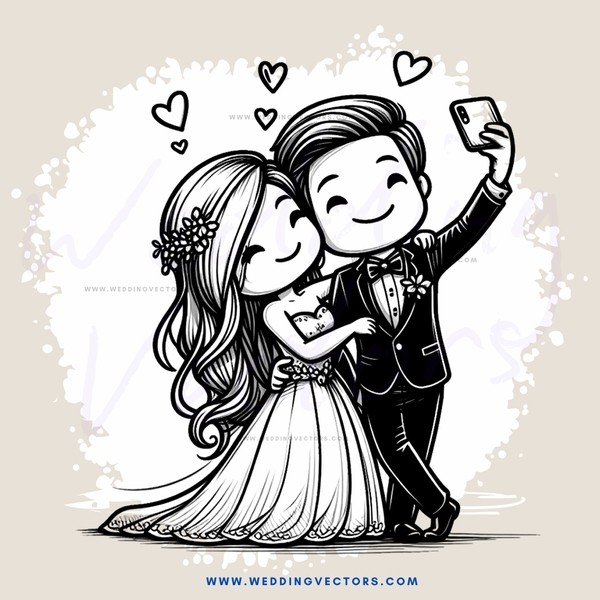 a happy couple taking a selfie