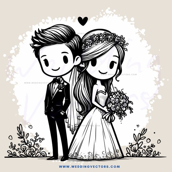 wedding couple paper clip art
