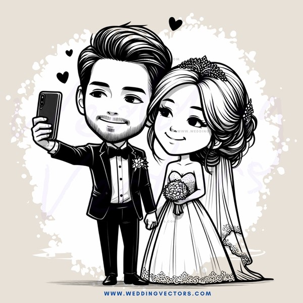 a couple taking selfie on their special day
