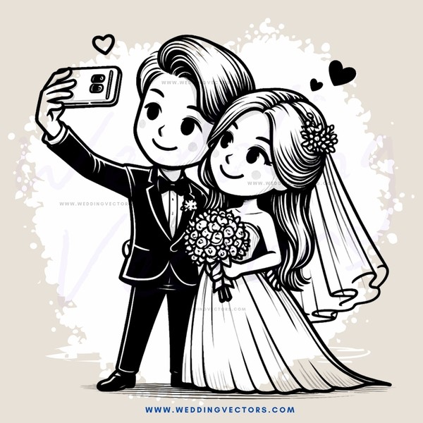 a bride and groom take their wedding picture