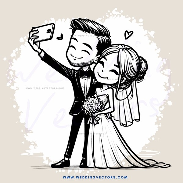 a couple sharing their wedding day on social media