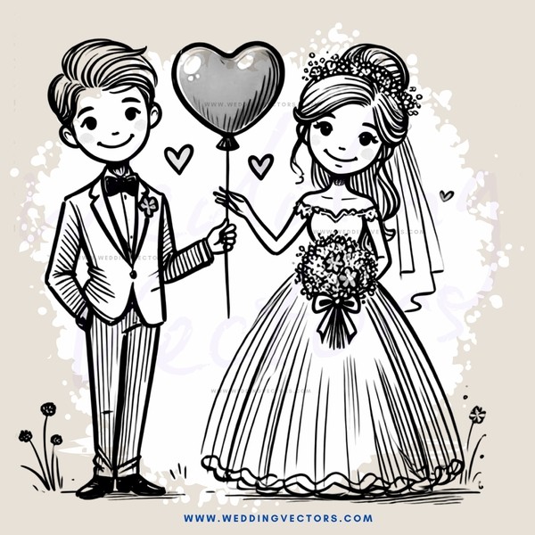 bride and groom balloons