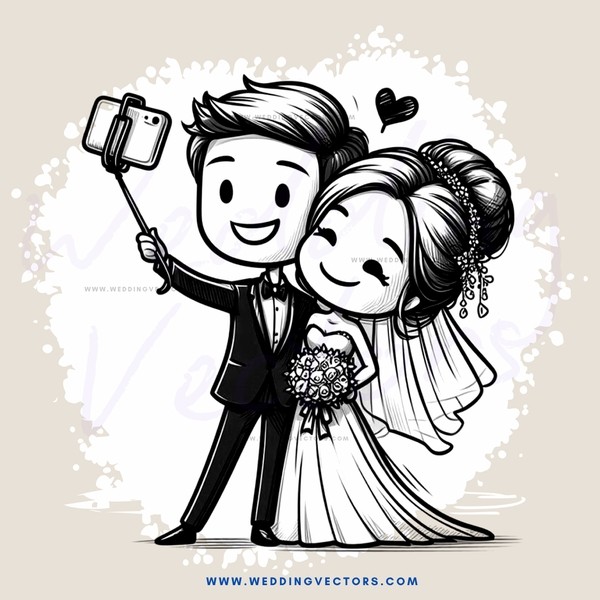 a bride and groom taking a picture together