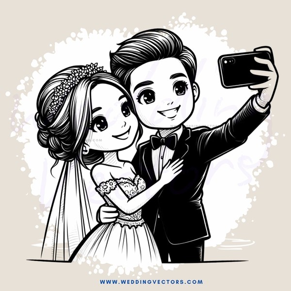 a couple posing for a selfie