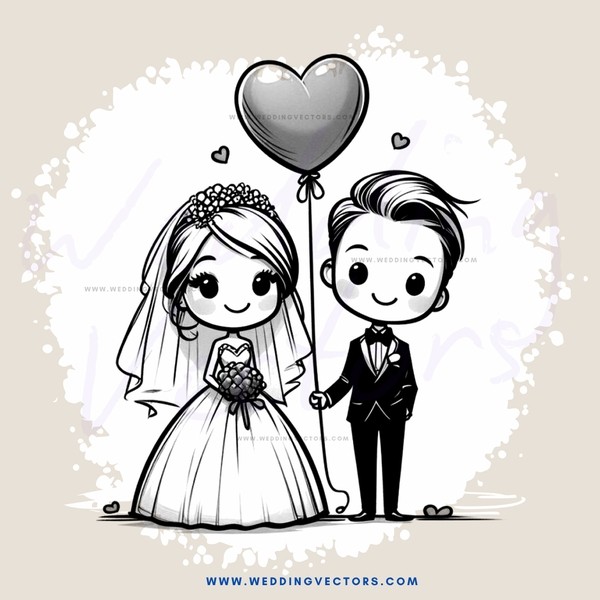 wedding bride and groom cartoon