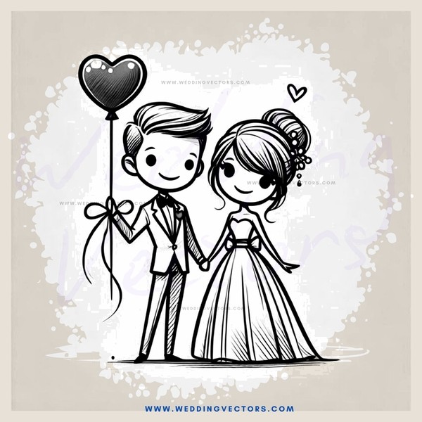 a boy and girl holding hands together with a balloon