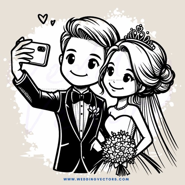 a couple posing for a picture on their wedding day