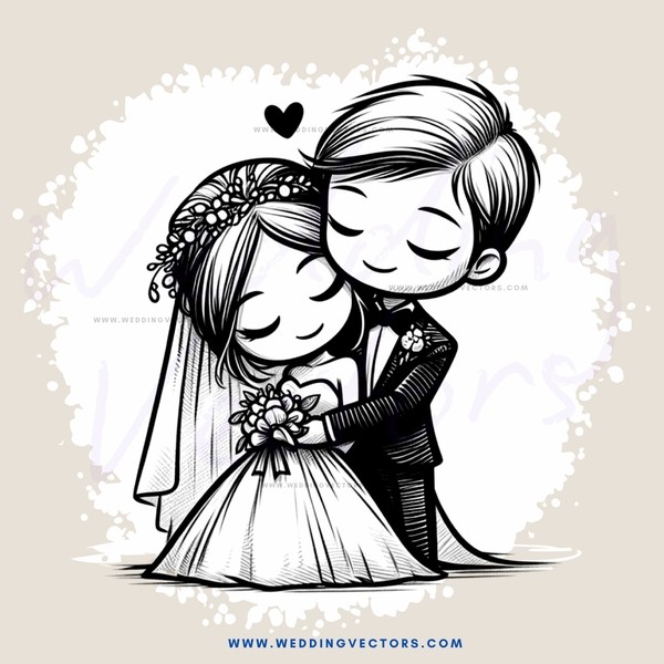 wedding couple embracing