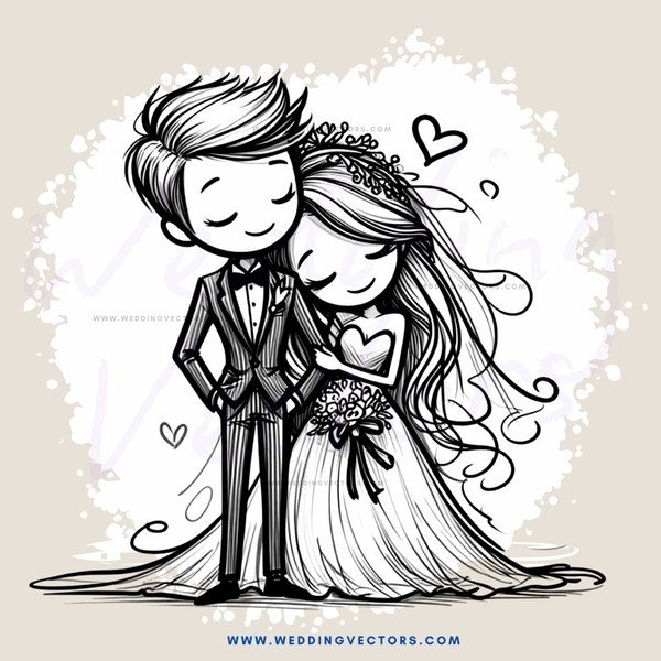 couple standing together on wedding day