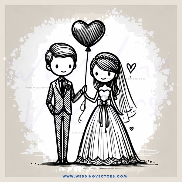 a bride and groom exchange hearts