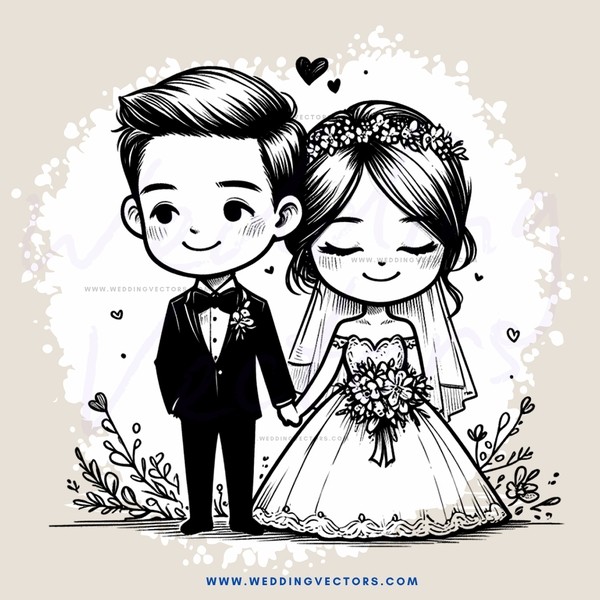 wedding animation in black and white