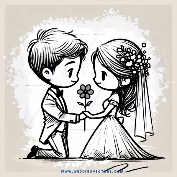 a boy and girl kissing in wedding pose