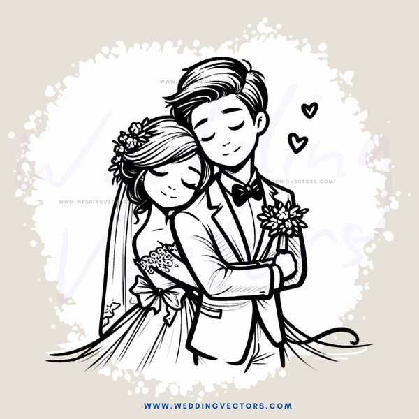 couple in wedding attire