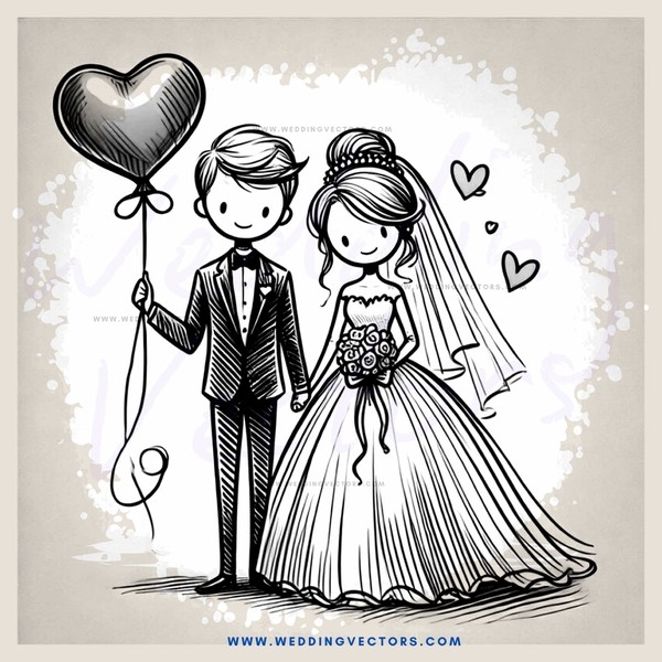 couple posing for picture with balloon and bouquet