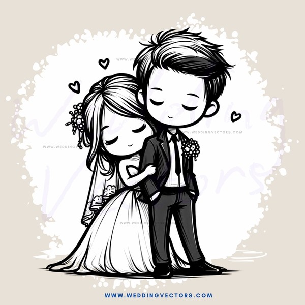 a bride and groom in love