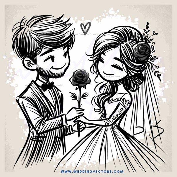 the bride and groom holding roses