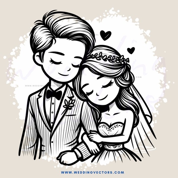 a newlywed couple embracing each other