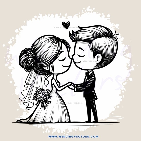 a bride and groom kissing