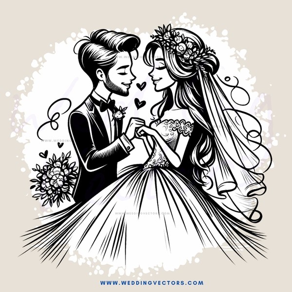 a wedding engagement scene in black and white