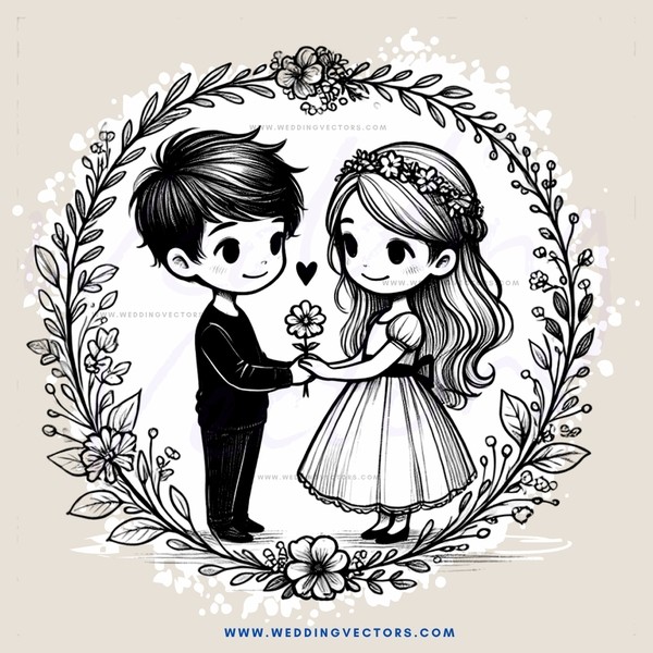 lovers in flower circle