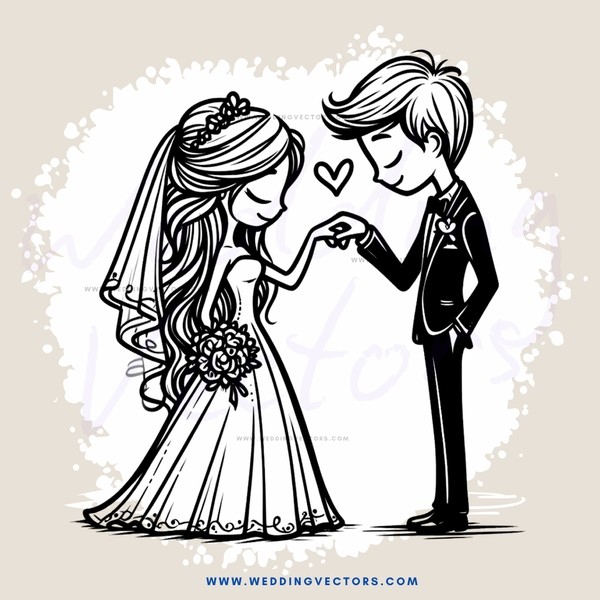 a bride and groom holding hands
