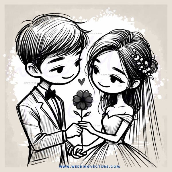 a couple holding hands and a flower