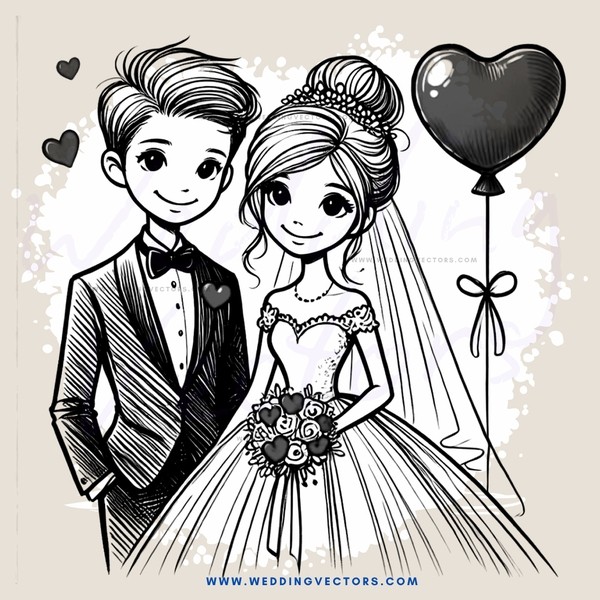 a bride and groom at their wedding with an umbrella and heart decoration