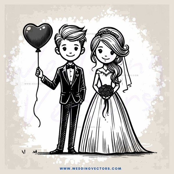 a boy and girl with hearts around them