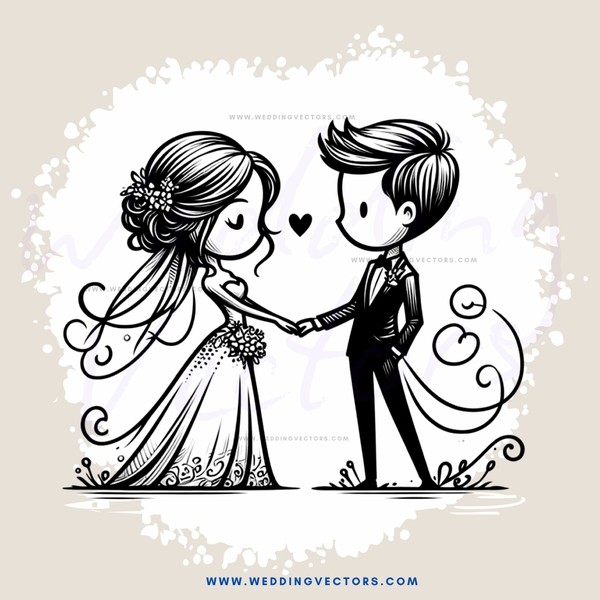 love and marriage in cartoon style