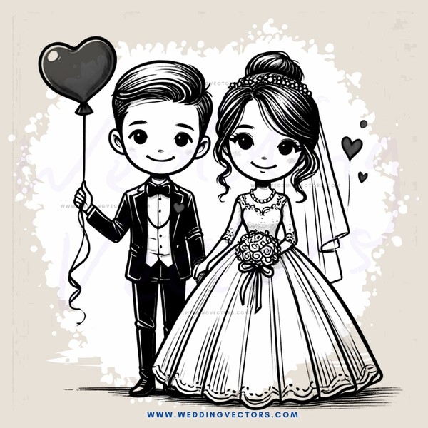 groom and bride in tuxedo with heart shaped balloon