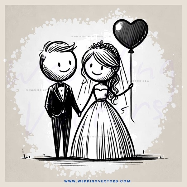 wedding cartoon pairing man and woman