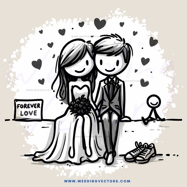 wedding portrait with couple and shoes on floor