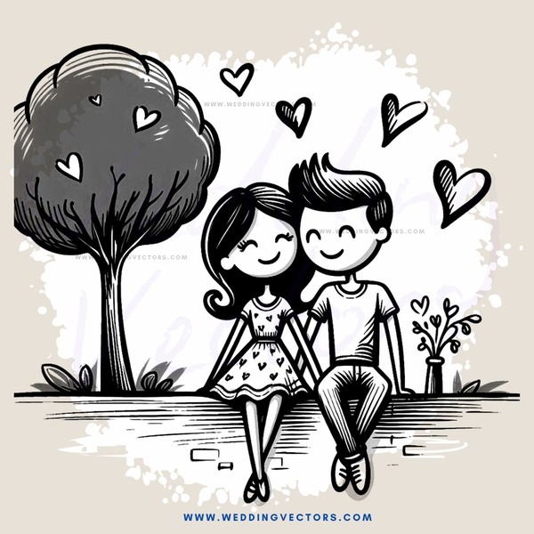 a couple sitting by a tree