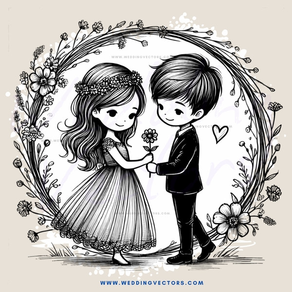 a wedding portrait in flowers and vines