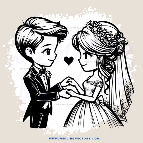a black and white wedding illustration