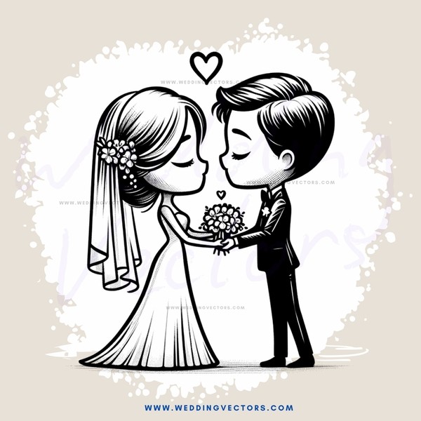 bride and groom in black and white wedding picture