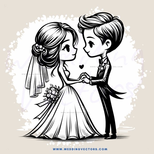a bride and groom embracing with hearts around their necks