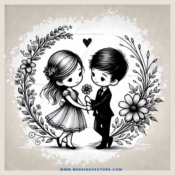 a couple holding hands and flowers in their mouths