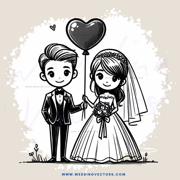 a couple holding hands and a heart balloon