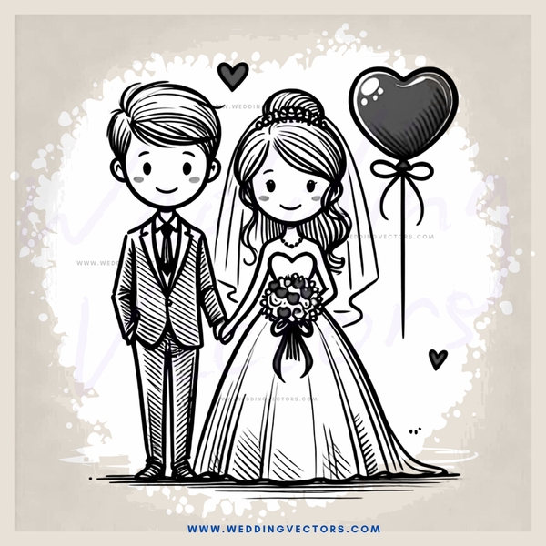 a couple holding hands and balloons