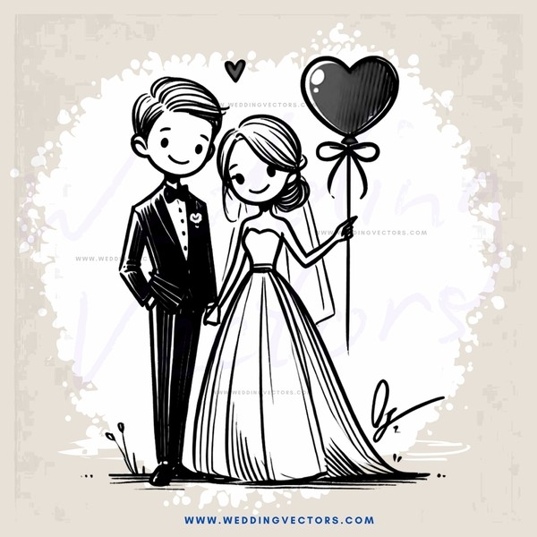 a man and woman with balloons
