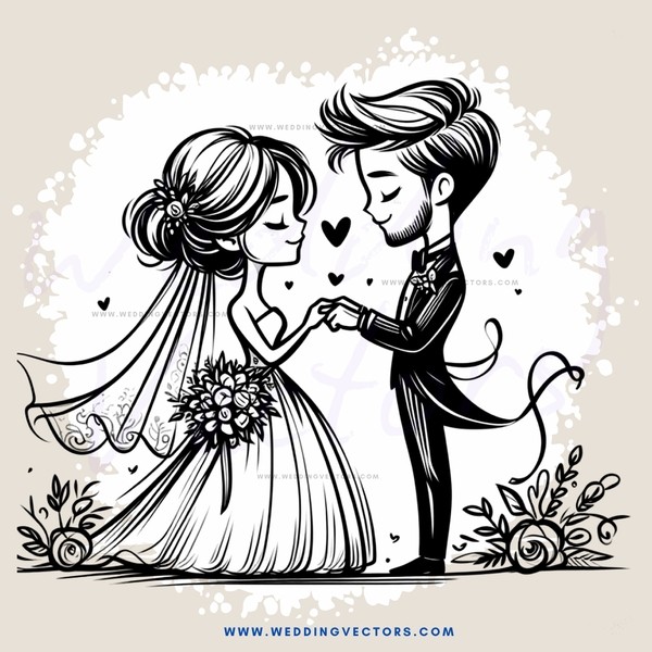 wedding couple hugging with bride holding flowers