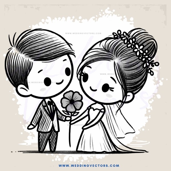 a young couple on their wedding day